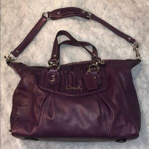 Coach Ashley Purple Leather Satchel Shoulder Bag